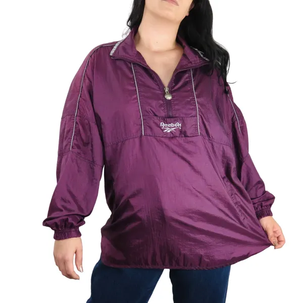 1990s Vintage Reebok Purple Wind Breaker Jacket Retro Streetwear - Image 3