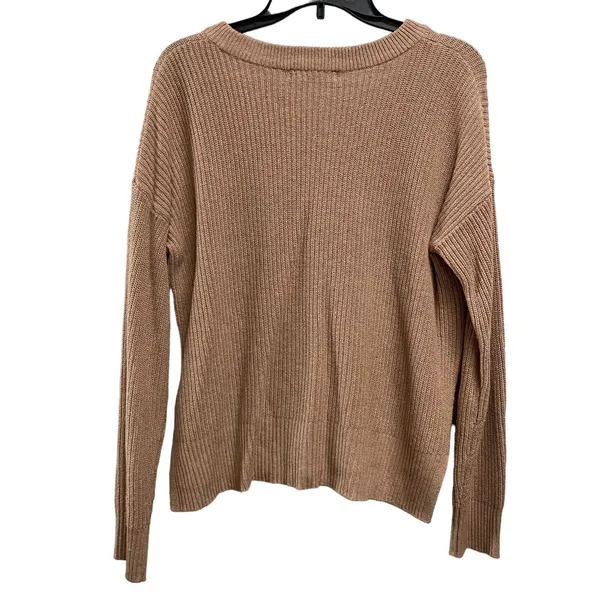 Madewell Sweater‎ Womens Small Beige Cable Knit Pullover Long Sleeve Pocket - Image 5