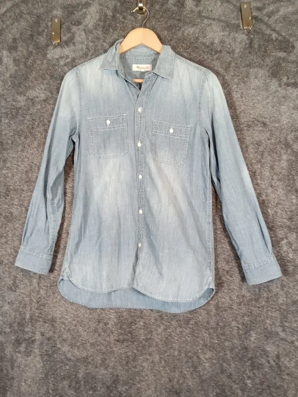Madewell Womens Chambray Denium Shirt Wash Button Cotton Western Rodeo S - Image 2