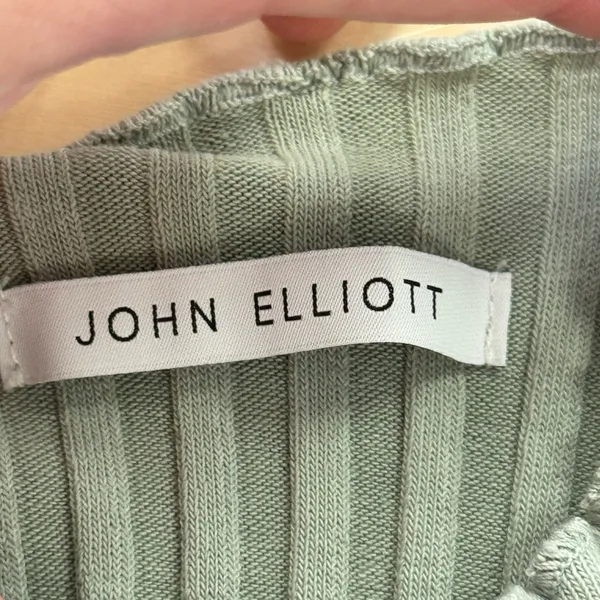 John‎ Elliott Women's Ribbed Knit Mock Neck Top in Soft Green Stretch Small - Image 6