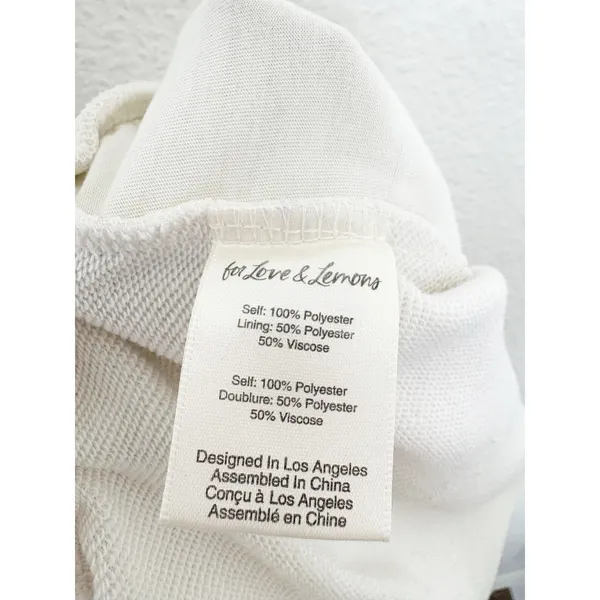 For Love & Lemons Cream Sweat Shorts Size Medium Embroidery Comfort Loungewear - Image 7