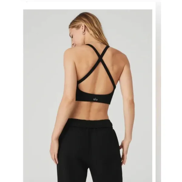 Alo Yoga Seamless Ribbed Low Back BLACK Bra XS SOLD OUT - Image 2
