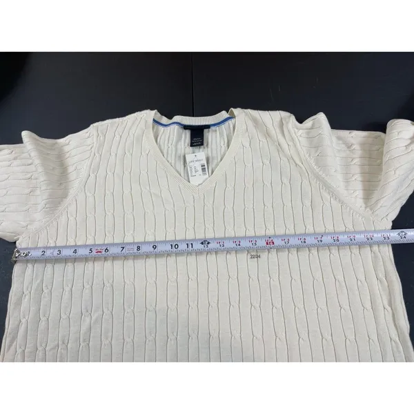 Lane Bryant Cable Knit Sweater Womens 22/24 Cream V-Neck 100% Cotton Preppy NWT - Image 9