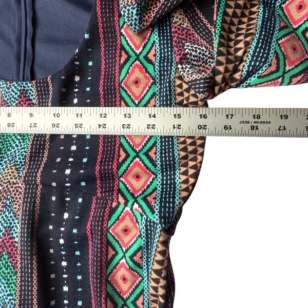 Judith March Bell Sleeve Mini Dress‎ Womens Medium Geometric Tribal Print Retro - Image 5