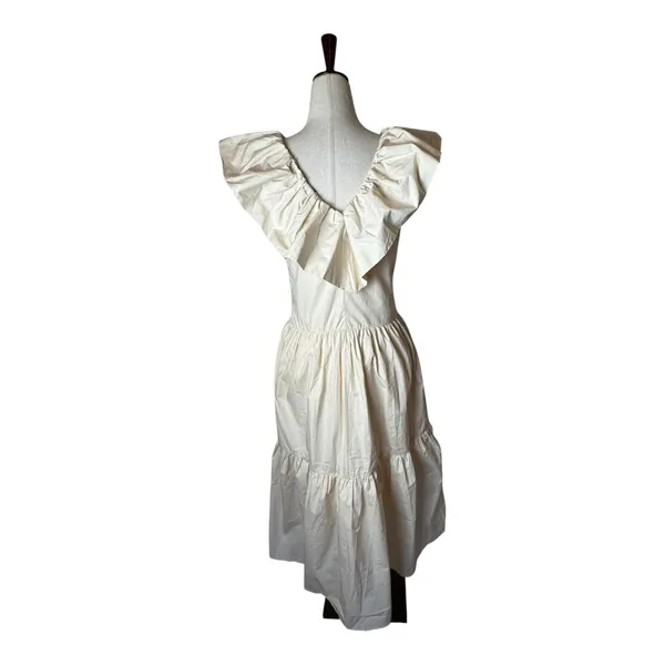 English Factory Dress Women Small Beige‎ Ruffled Neck Sleeveless Midi NWT Boho - Image 3