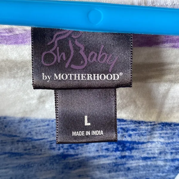 Oh baby by motherhood size L striped short sleeve top with cinched sides - Image 4