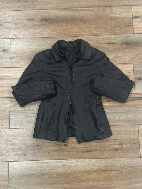 VERA PELLE Vintage 90s Grunge All Black Italian Leather Moto Jacket | Size XS - Image 4