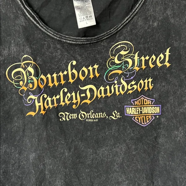 Bourbon Street Harley-Davidson Laced Women's Tank Top 100% Cotton Sz Lg - Image 2
