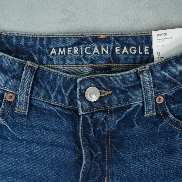 American Eagle Denim Shorts‎ 0 (28x2) High Rise Shortie Stretch Raw Hem Booty - Image 3