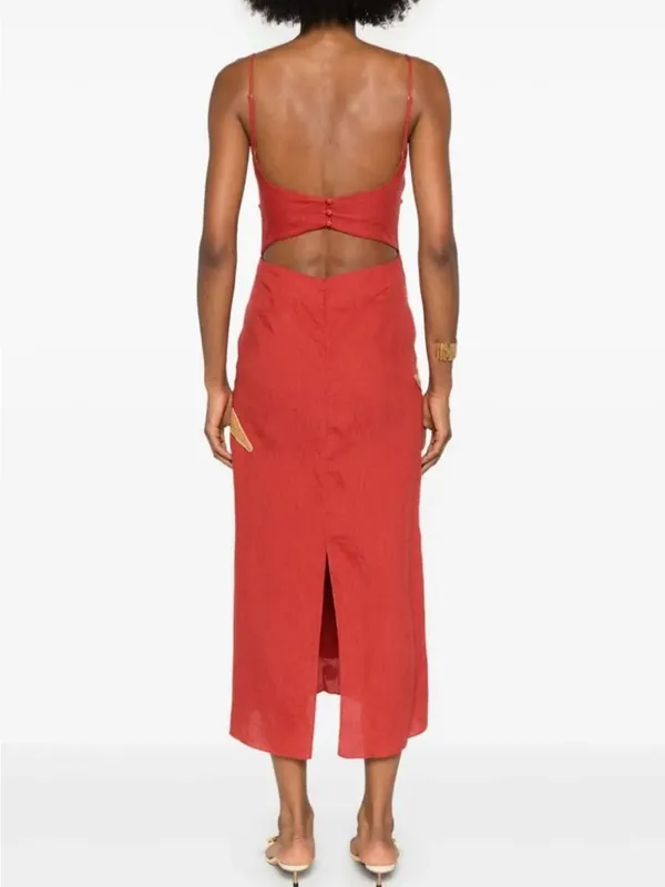 Johanna Ortiz Calm Wind midi‎ dress embroidered size 4 linen - Image 2