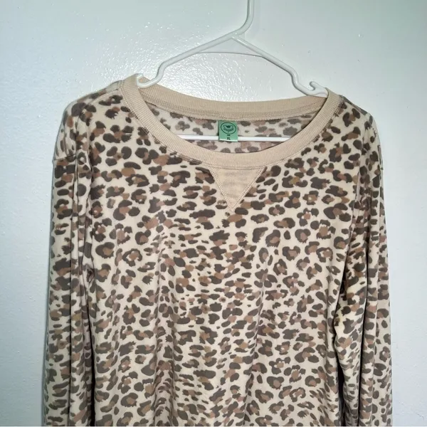 Honeydew Women's Size XL Velour Sweatshirt Natural Leopard Animal‎ Print Beige - Image 7