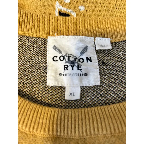 Cotton & Rye Bandana Paisley Sweater XL Mustard Yellow Boho Oversized - Image 4