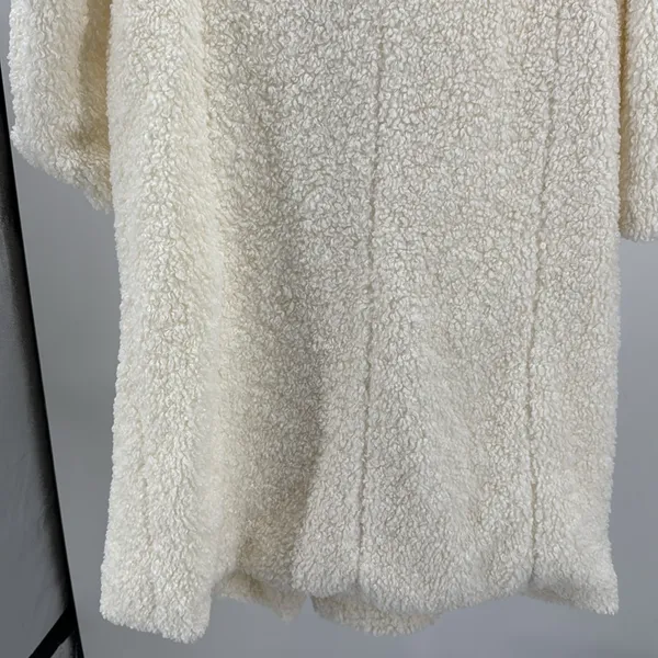 Scoop NYC Women's Cozy Cream Teddy coat Sherpa mid calf L new shawl collar - Image 5