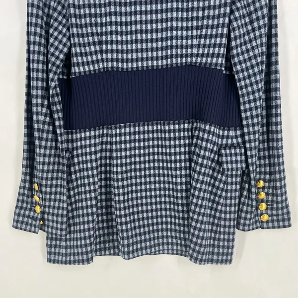 Cabi Checkup Blazer Jacket Womens Medium Navy‎ Blue Gingham Check Stretch Formal - Image 10