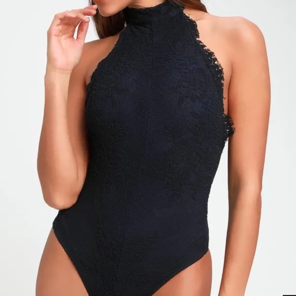 free people miley black lace halter bodysuit - Image 3