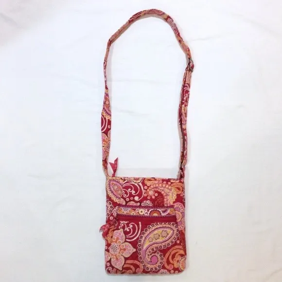 Vera Bradley Hipster Crossbody Purse Raspberry Fizz Retired Red & Pink Bag - Image 2