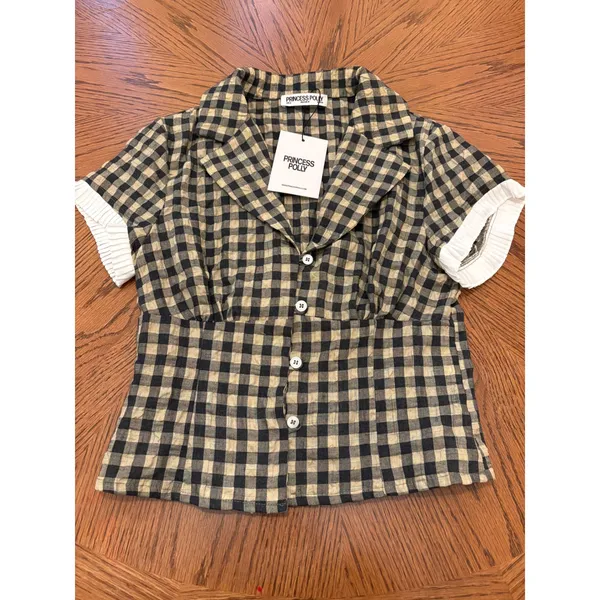 Princess Polly Rhom Women 2 Brown Check Gingham Top Co-ord - Image 2
