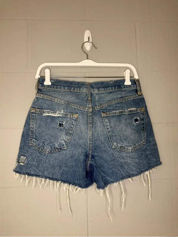 Zara Distressed Cutoff Jean Shorts Button Fly Women’s Size 4 Cotton - Image 2
