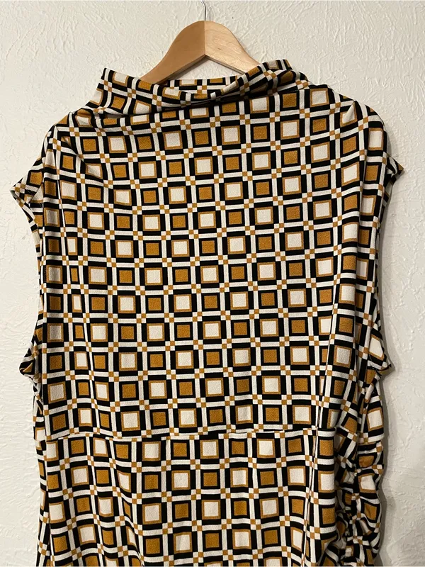 NWT Anthropologie Geometric The Maya Ruched Cowl-Neck Dress Printed Mini 2X - Image 8
