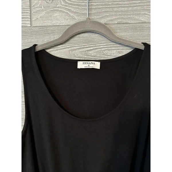 ZENANA Black Sleeveless Drawstring Waist Romper Shorts Women's Size‎ S - Image 2