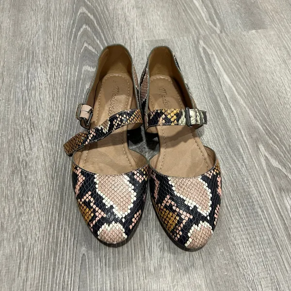 Madewell Alina Mary-Jane Ballet Snakeskin Leather Flats Size 6 - Image 3