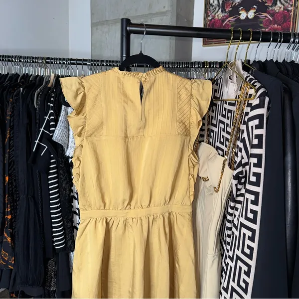 Club Monaco Mustard Ruffle Sleeve Fit And Flare Dress Womens 6 New NWT - Image 11