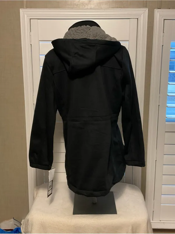 Big Chill Black Hooded Women's Trench Coat - Image 5