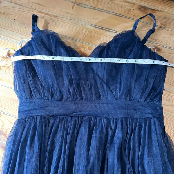 Exemplary Aura Navy Tulle Surplice Midi Dress - Image 11