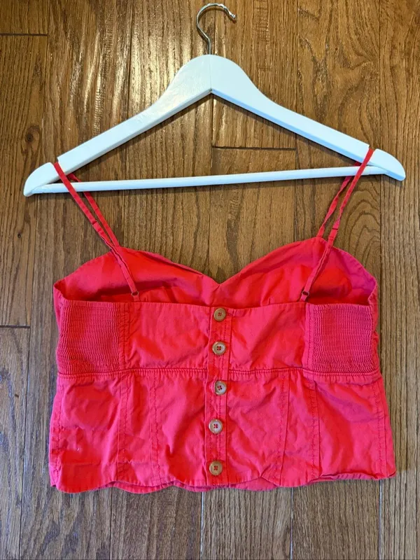 Anthropologie Maeve red scalloped cropped tank 4 - Image 6