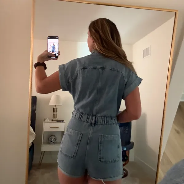 Zara denim jean short sleeve romper size small! - Image 5
