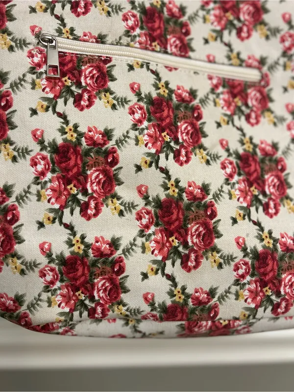 Farmhouse Is My Style Floral Rose Canvas Farmstyle Rope Handle Tote Bag - Image 4