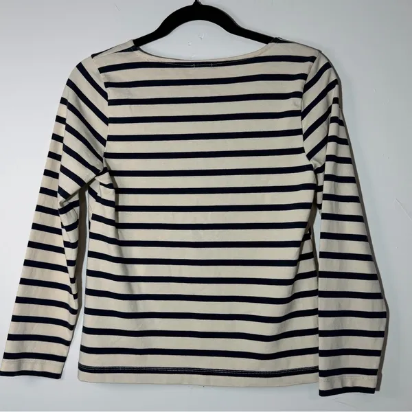 J. Crew Black and White Striped Long Sleeve Top - Image 7