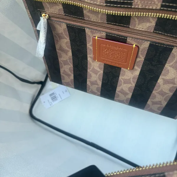 coach Large City Tote Bag In Signature Canvas With Stripe cbi03 - Image 6
