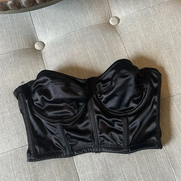 UO Out From Under Black Satin‎ Strapless Corset Top Size Medium - Image 3