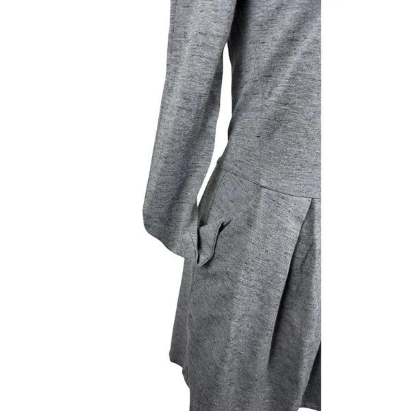 Wilfred Aritzia Womens Gray Knit Mini Dress Size 8 Pleated Long Sleeve Fit Flare - Image 6