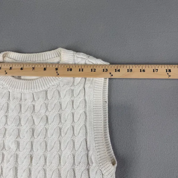 Abercrombie & Fitch Womens Cable Knit Sweater Vest Cream White XS Sleeveless Top - Image 5