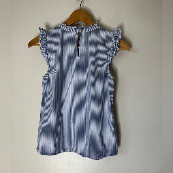 J Crew Factory 2 Shirt Tank Top Pullover Blue White Stripe‎ Sleeveless Cotton - Image 2