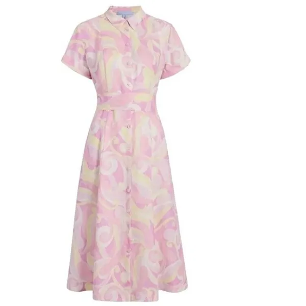 HILL HOUSE Candy Kaleidoscope The Lily Button Down Linen Shirt Dress size XS - Image 3