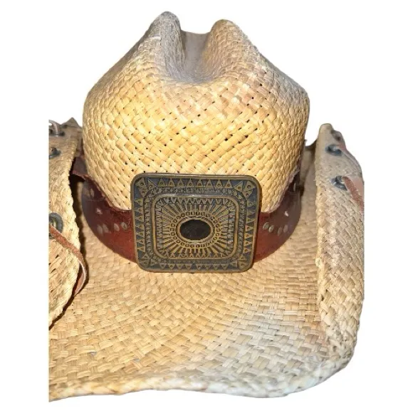 Bullhide Stylish Tan straw rolled sides Cowboy/girl Hat with Brown Band - Image 10