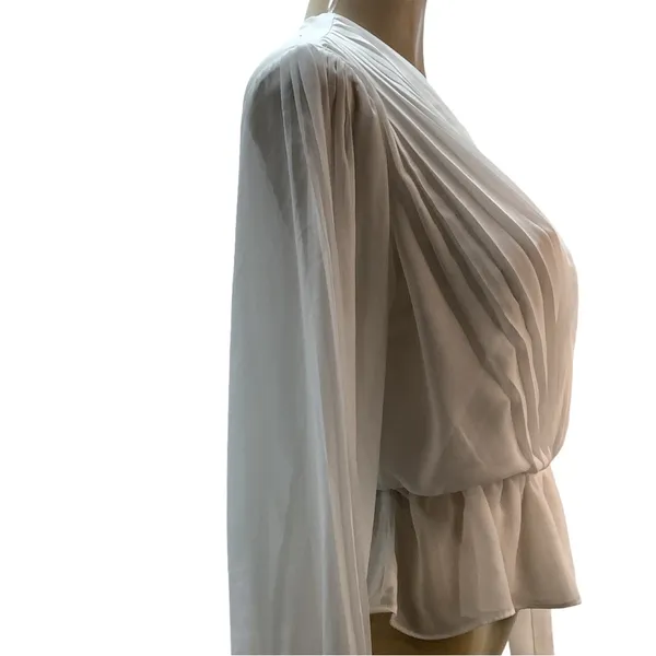 Express Size Small White Sheer Criss Front Long Sleeve Blouse. Preloved - Image 2