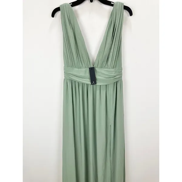 Lulus Heavenly Hues Sage Brush Maxi Dress Chiffon Bridesmaid Formal Medium NWT - Image 7