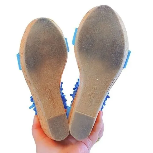Minnetonka‎ Aqua suede fringe Nicki wedge sandals - Image 10