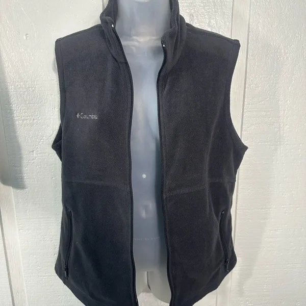 Columbia Black Fleece Zip Up Vest Size Large EUC - Image 3