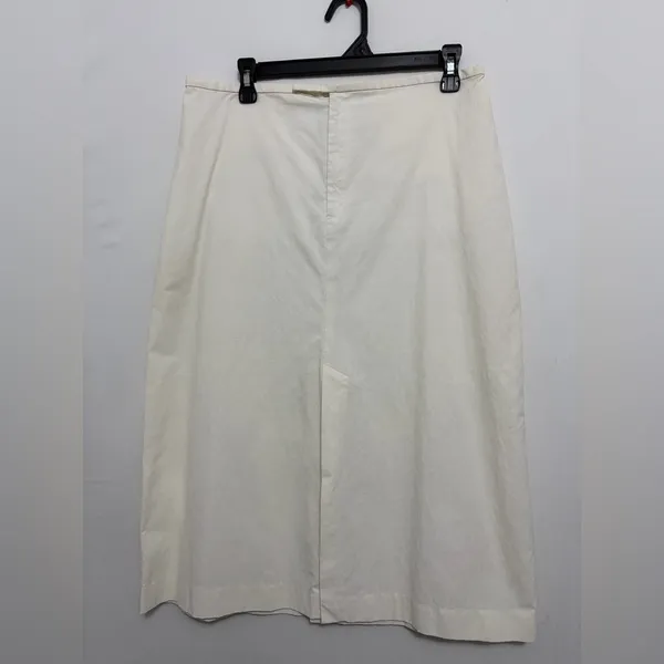 Banana Republic Size 12 Ivory Midi Skirt Cotton Blend A-Line Classic(A439)✨ - Image 3