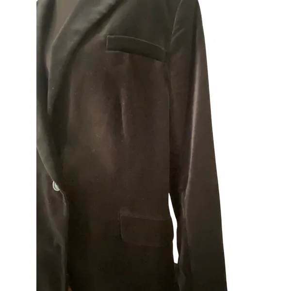 Lauren Ralph Lauren Black Velvet Blazer Jacket Cotton Size 14 Classic Party - Image 5
