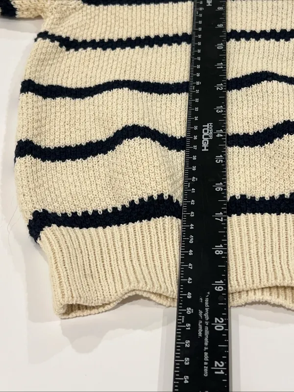 NEW Vero Moda Vmazing VNeck Pullover Cream & Navy Stripe Knit Crop Sweater sz XL - Image 5