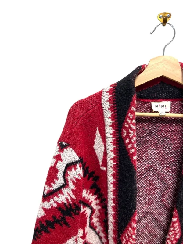 Bibi Southwestern Chunky Duster Cardigan Red Size XL Western Boho Rodeo Preppy - Image 9