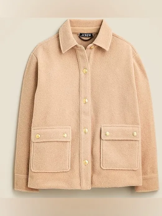 J.Crew Bouclé Shirt Jacket Sandstone Tan NWT Medium - Image 3