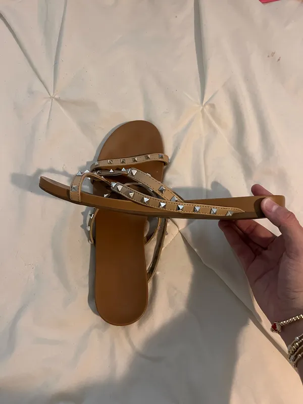 Studded Sandals Gold Size 9 - Image 3