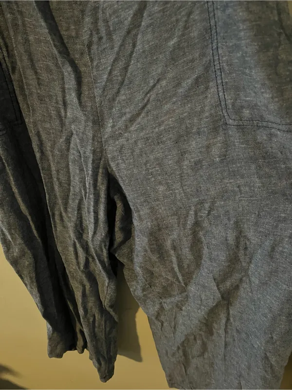 Old Navy Blue Chambray Linen Blend Straight Leg Jumpsuit 2X Euro Summer Capsule - Image 4